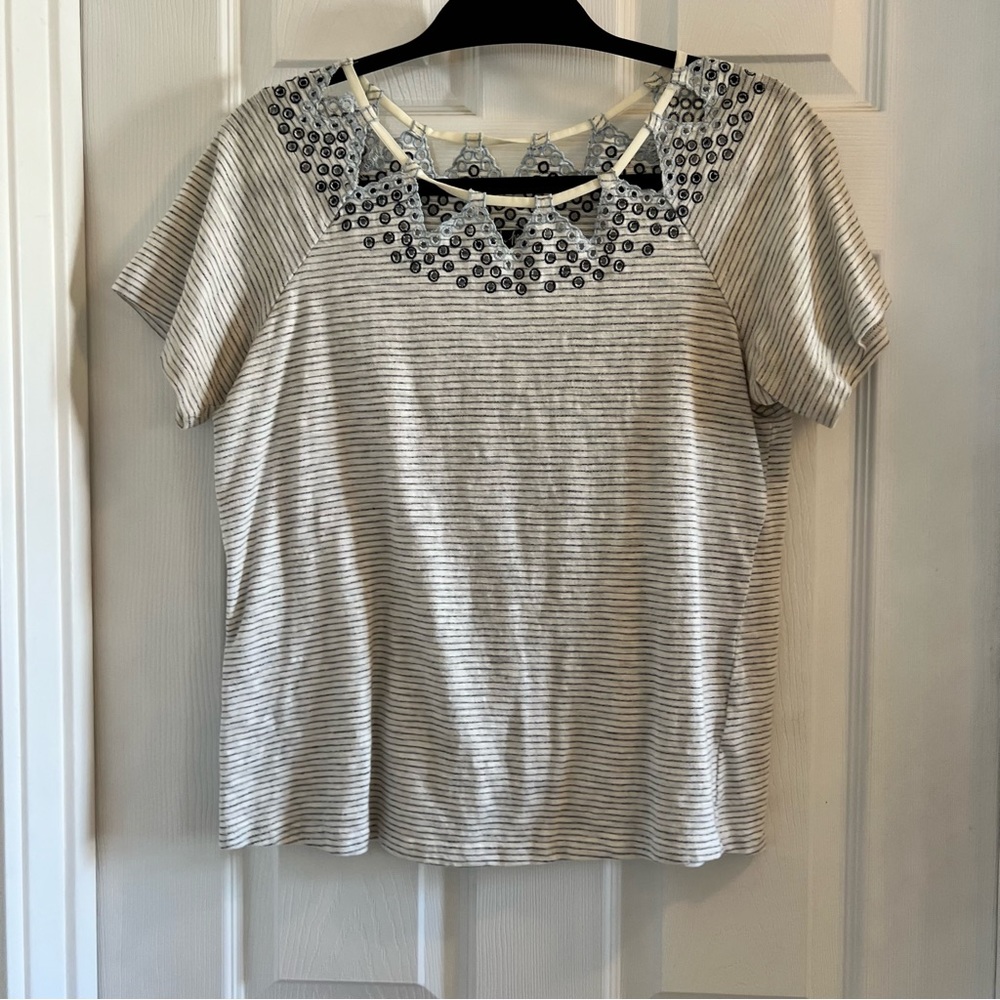 Charlie Moss striped t-shirt with embroidered neckline